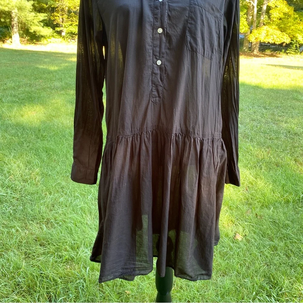 GRAYSON CHANGEMAKER DRESS BLACK COTTON DROP WAIST LONG SLEEVE POCKETS SIZE M